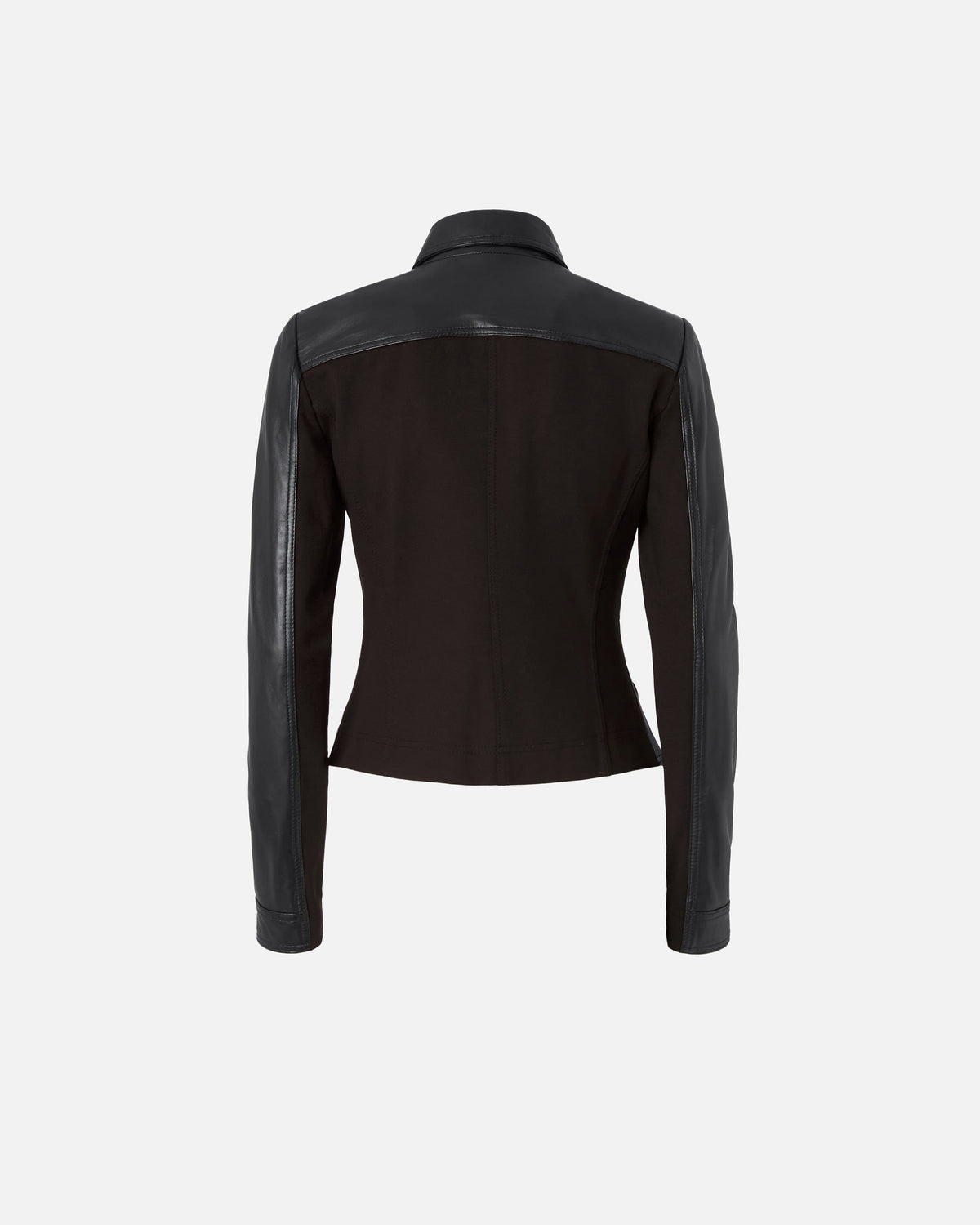 Genuine Leather & Performance Fabric Biker Jacket