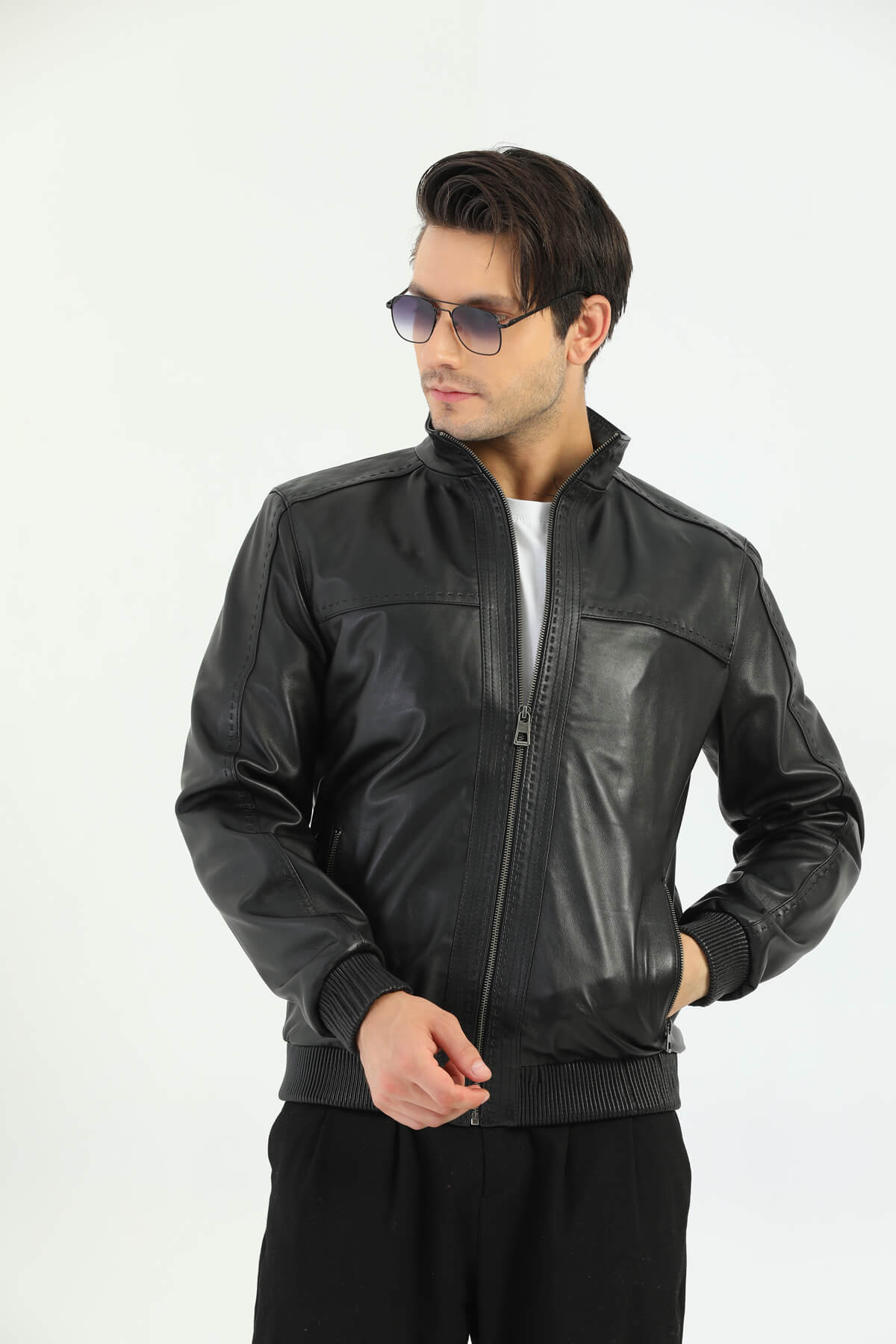 Ace Roslin Black Leather Jacket For Men's