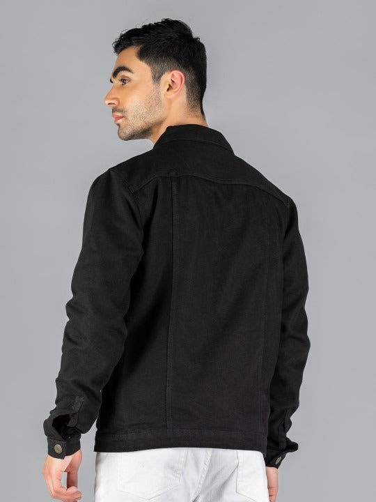 Men Black Lightweight Outdoor Denim Jacket – Stylish, All-Season Outerwear for Pakistan | HARCHIZ