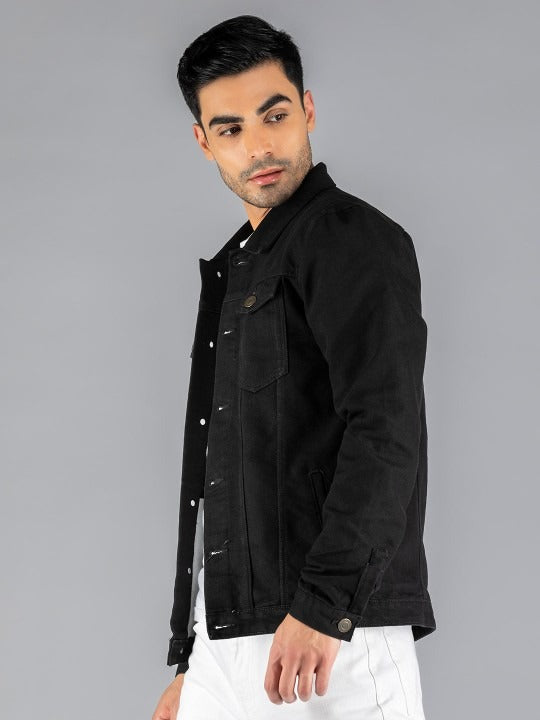 Men Black Lightweight Outdoor Denim Jacket – Stylish, All-Season Outerwear for Pakistan | HARCHIZ