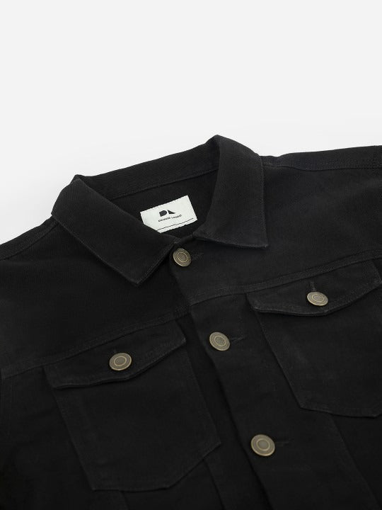 Men Black Lightweight Outdoor Denim Jacket – Stylish, All-Season Outerwear for Pakistan | HARCHIZ