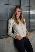 Collarless Women Leather Jacket
