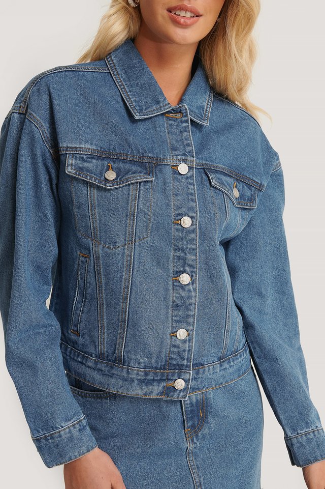 Harchiz Women Blue Solid Trendy Denim-Style Jacket