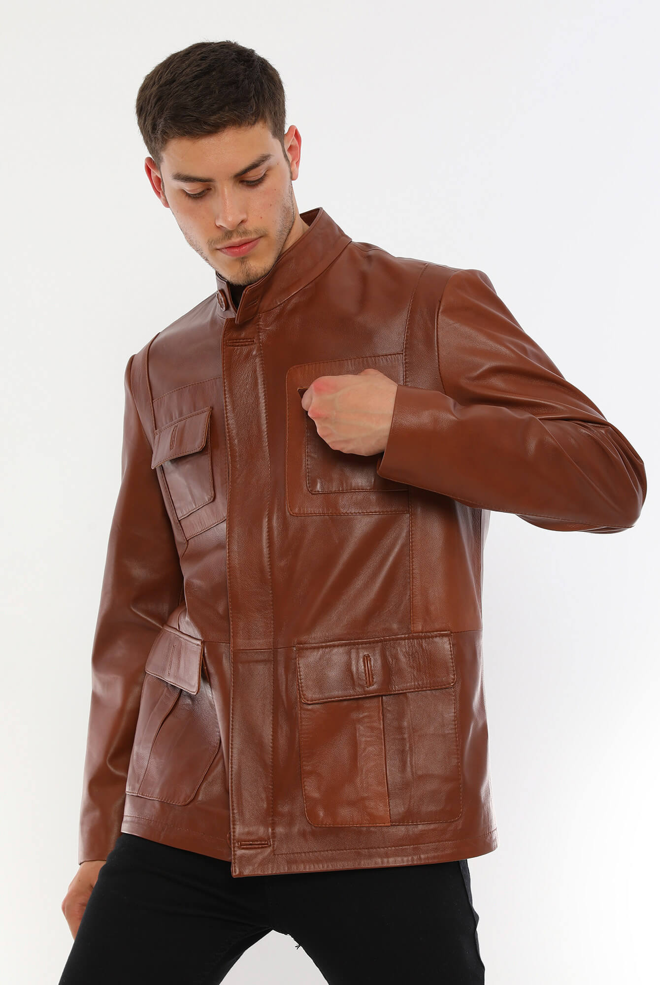 Bernard Tan Leather Jacket For Men