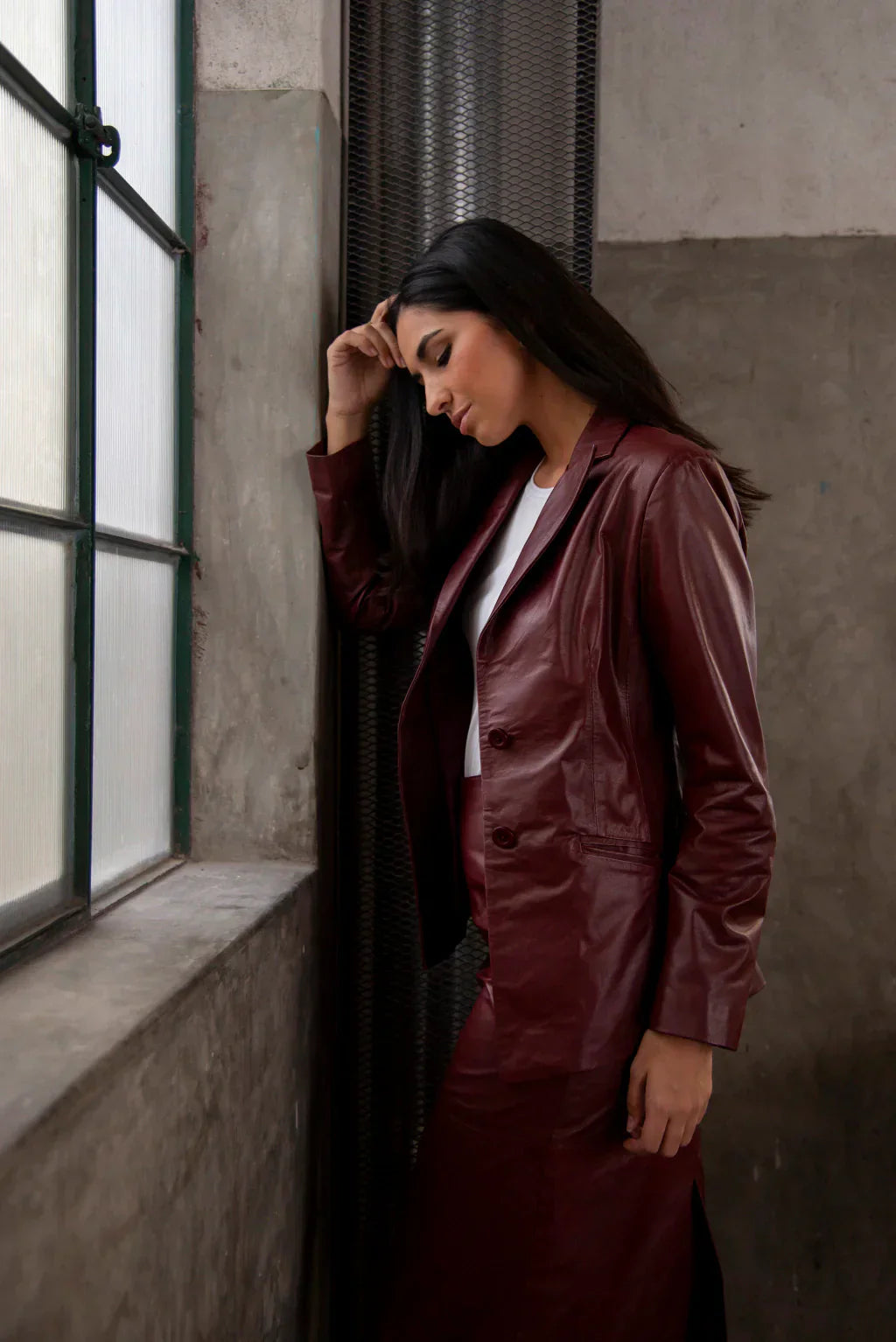 Brown Leather Blazer For Women