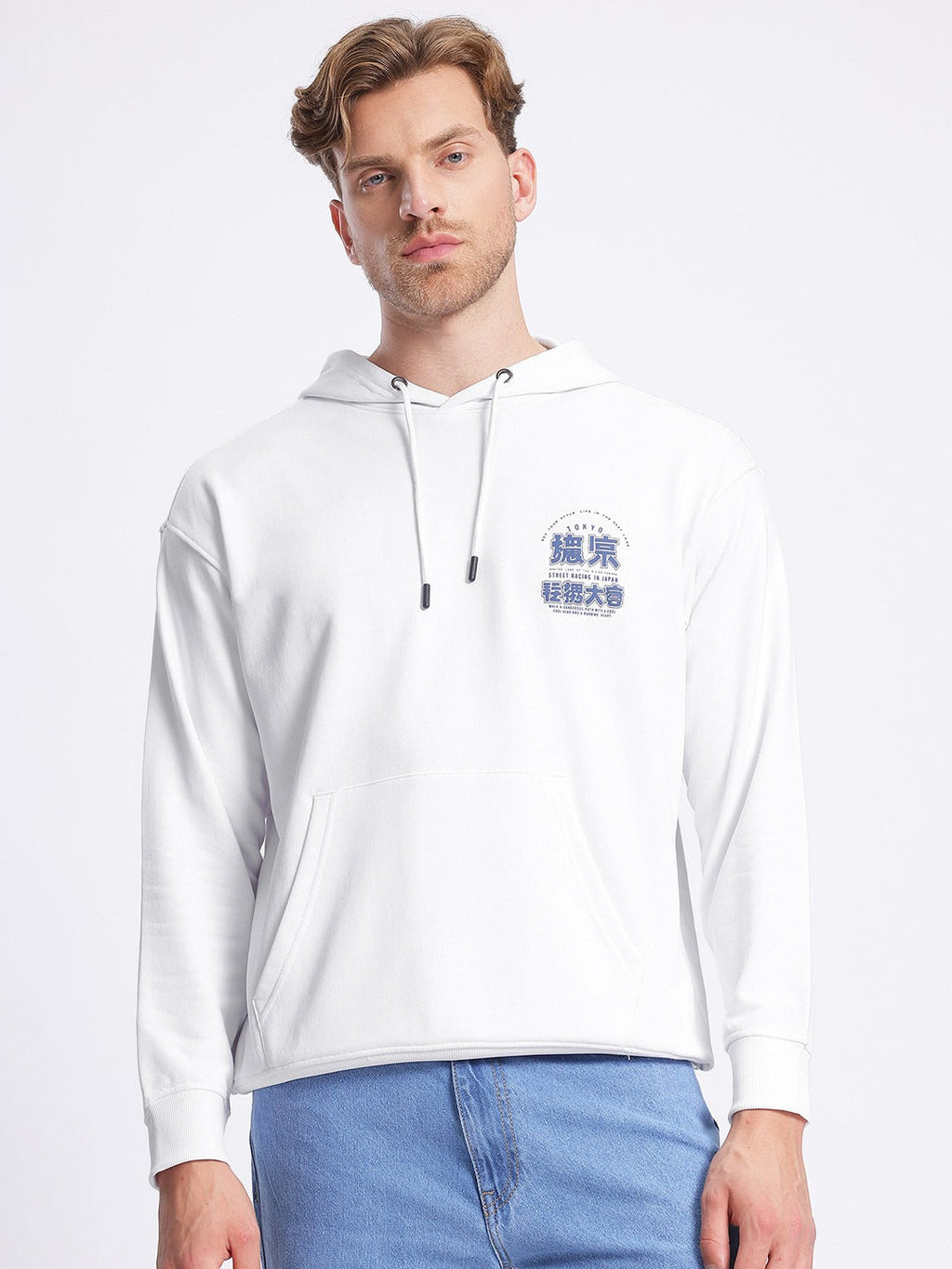 Typography Print Oversized Drop-Shoulder Hooded Sweatshirt – Winter Streetwear in Pakistan