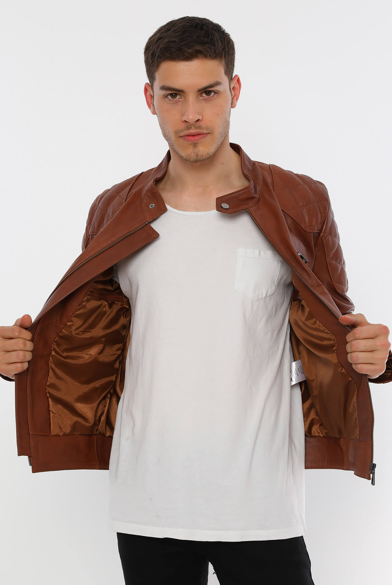 Bruno Tan Leather Jacket For Men