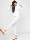 Women Hooded White Hoodie — Classic White Cotton Pullover with Kangaroo Pocket | HARCHIZ Pakistan