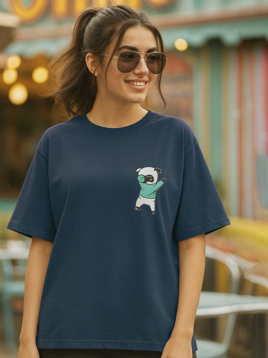 Women Graphic Printed Round Neck Cotton Oversized T-Shirt – Trendy Casual Pakistan