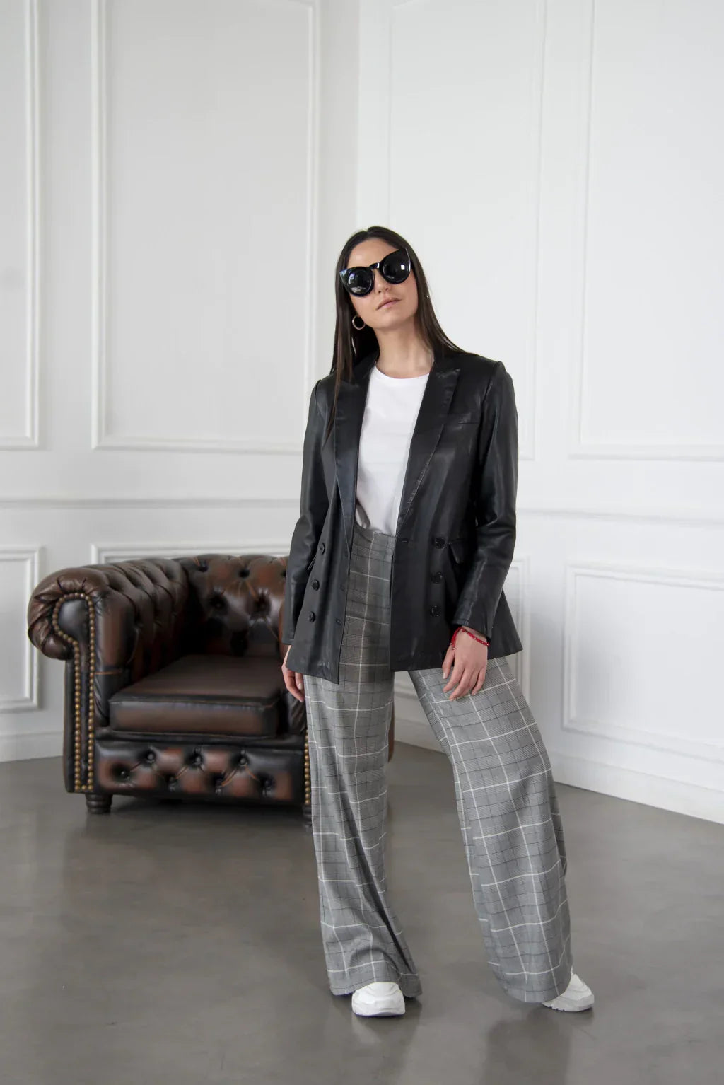 HARCHIZ Black Leather Blazer For Women