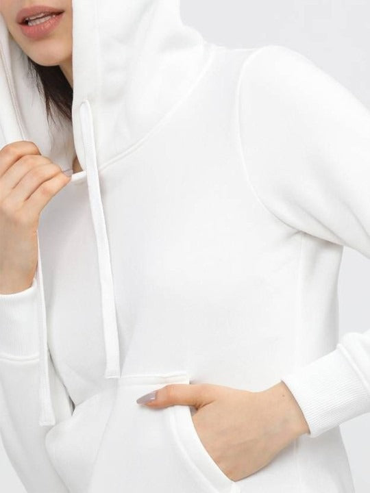 Women Hooded White Hoodie — Classic White Cotton Pullover with Kangaroo Pocket | HARCHIZ Pakistan