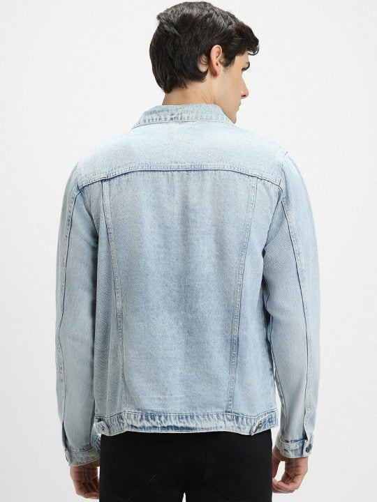 Washed Spread Collar Long Sleeves Denim Jacket for Men – Trendy, Breathable Outerwear for Pakistan | HARCHIZ