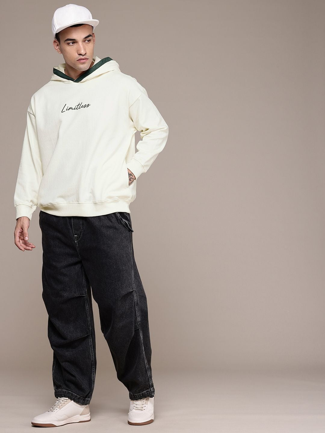 The Life Co. Embroidered Oversized Hoodie Sweatshirt for Men