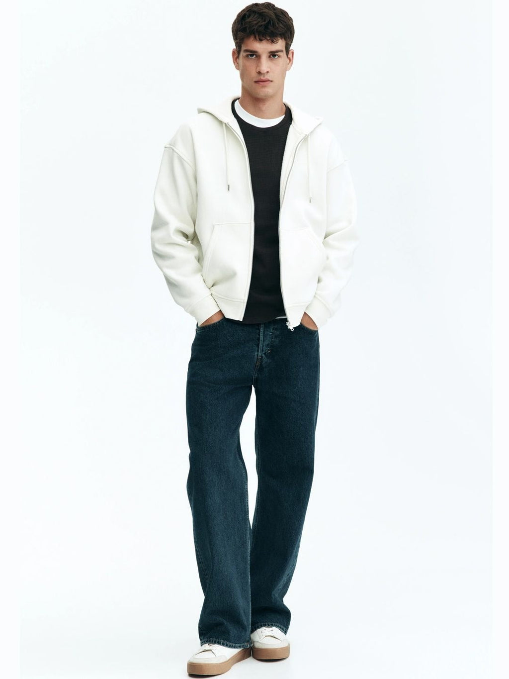 Men Loose Fit Zip-Through Hoodie in Pakistan – Casual Cotton Fleece Sweatshirt