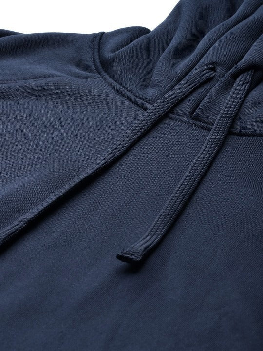 Women Navy Blue Solid Hooded Hoodie — Classic Cotton Pullover with Kangaroo Pocket | HARCHIZ Pakistan