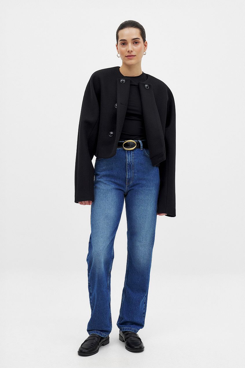 Women Straight High Waist Jeans – High-Rise Straight Leg Denim for Everyday Pakistan | HARCHIZ
