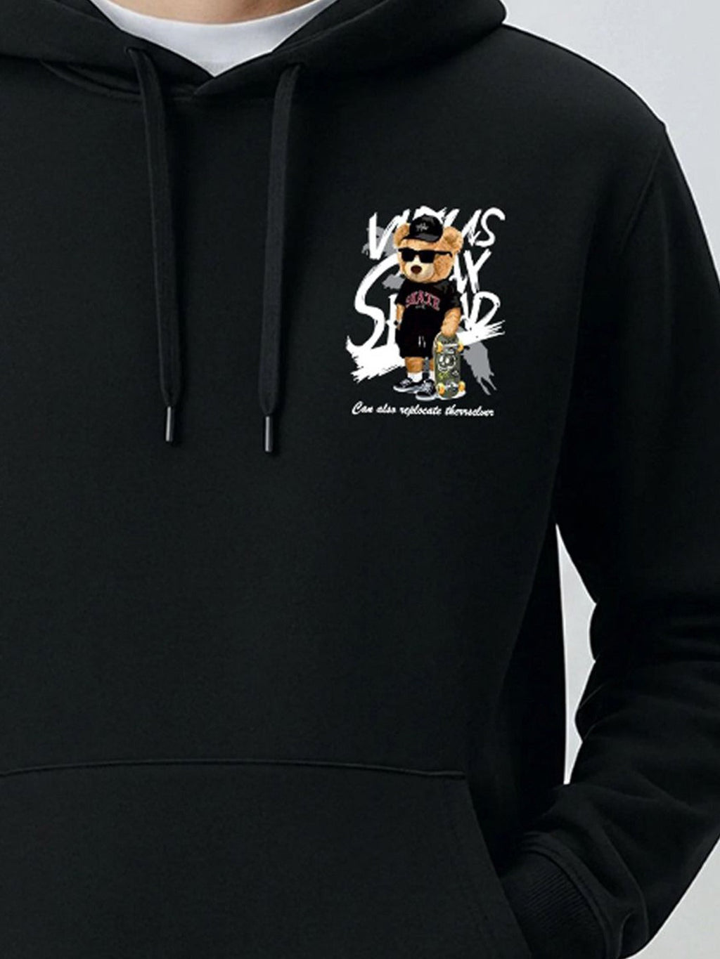 Men Graphic Printed Hooded Sweatshirt – Full Sleeve Cotton Fleece