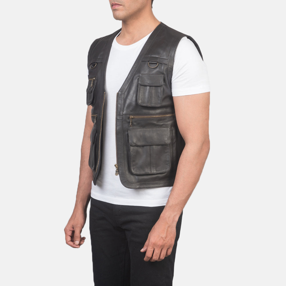 Ace Safari Brown Premium Leather Vest