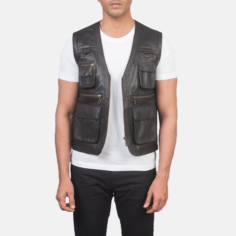 Ace Safari Brown Premium Leather Vest