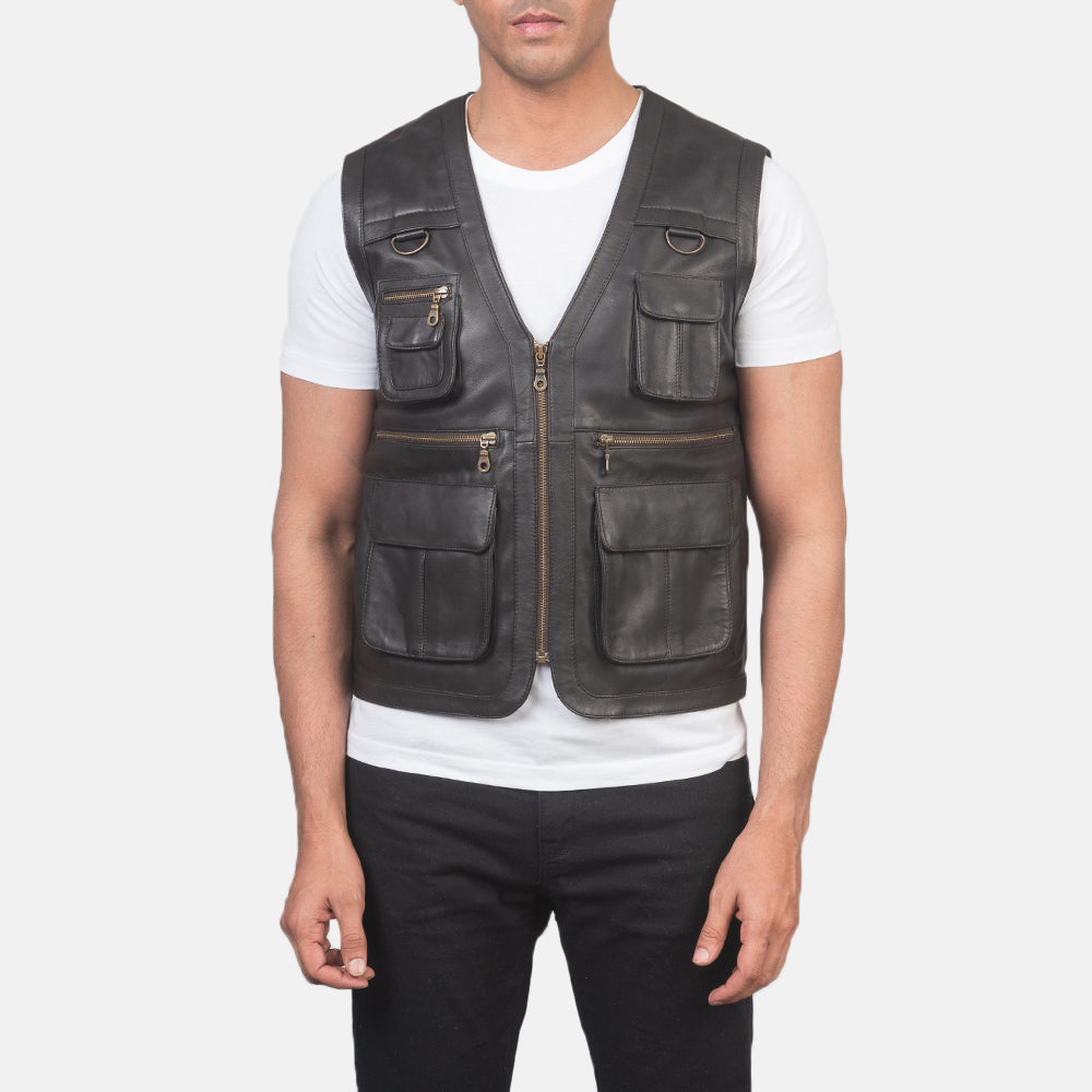 Ace Safari Brown Premium Leather Vest