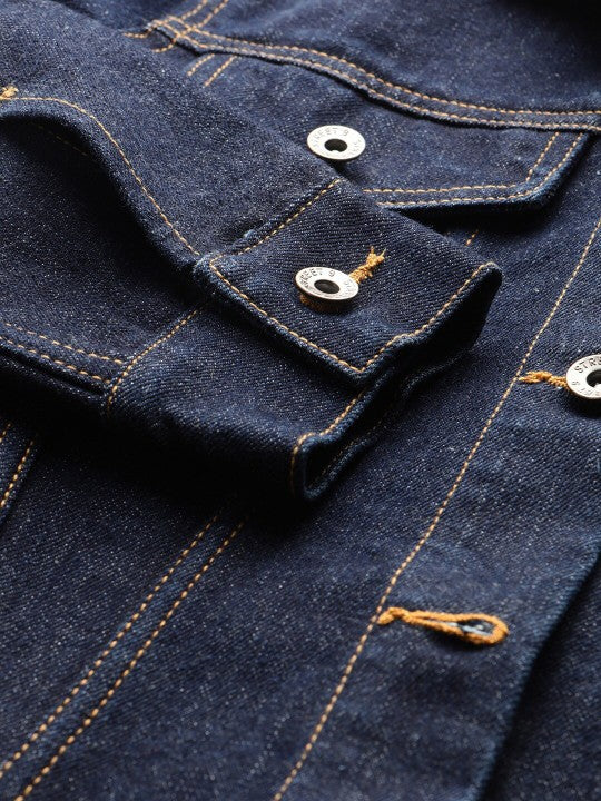 Harchiz Women Navy Blue Solid Denim Jacket – Casual & Stylish Outerwear