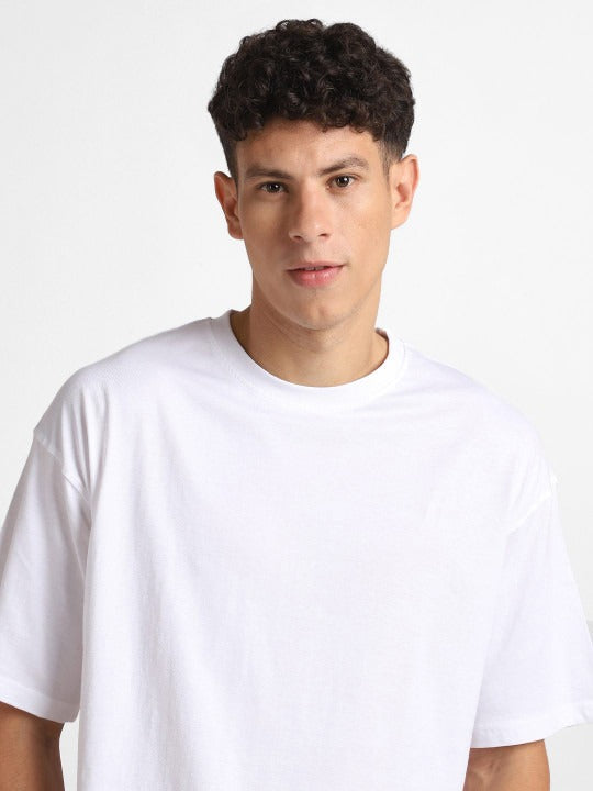 Round Neck Oversized Cotton T-Shirt for Men – Short Sleeves Casual Tee | HARCHIZ