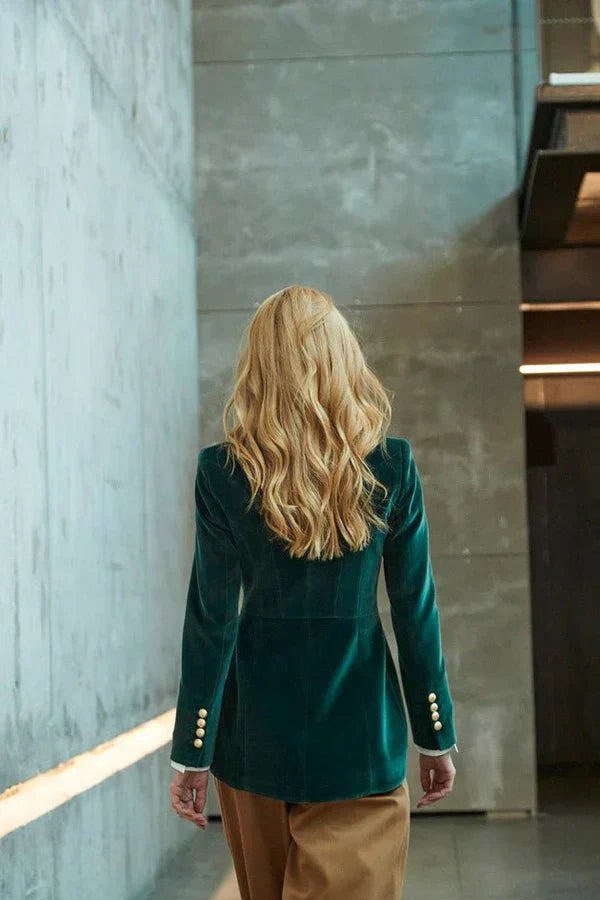 Ace Green Velvet Women Blazer Pierre