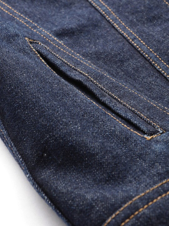 Harchiz Women Navy Blue Solid Denim Jacket – Casual & Stylish Outerwear