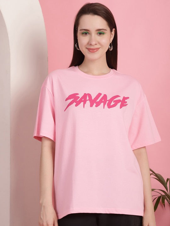 Women Graphic Printed Round Neck Cotton Oversized T-Shirt – Casual Fashion Pakistan