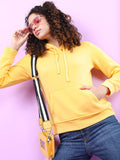 Women Yellow Hooded Hoodie — Bright Cotton Pullover with Kangaroo Pocket | DOCACCA Pakistan