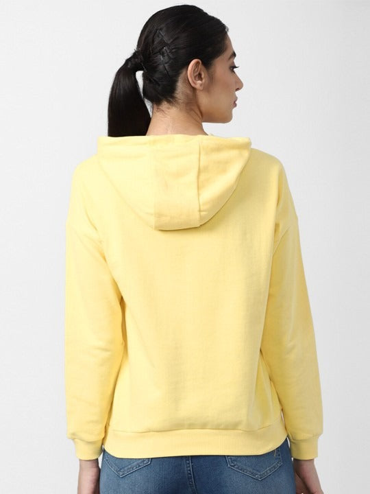 Women Yellow Hooded Hoodie — Bright Cotton Pullover with Kangaroo Pocket | HARCHIZ Pakistan