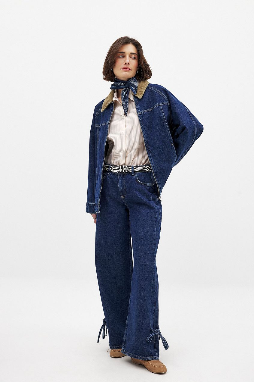 Women Tie Detail Denim Jeans – Tie-Front Waist Denim, Adjustable Fit & Fusion Style | HARCHIZ
