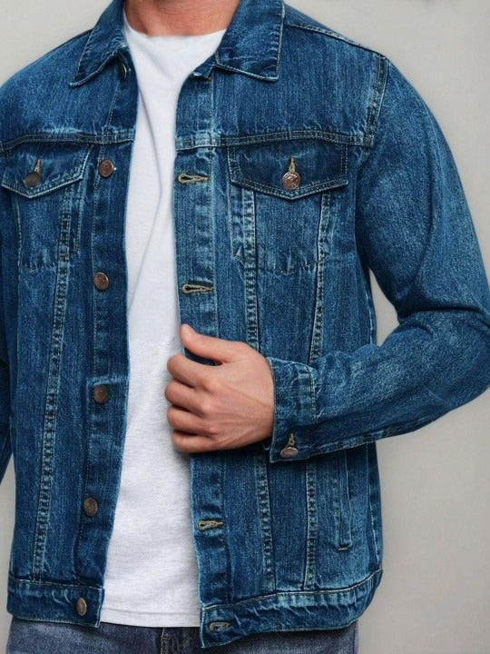 Men Solid Denim Jacket – Classic, Breathable Style for Pakistani Men | DOCACCA