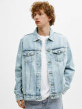 Men Solid Spread Collar Denim Jacket – Breathable Urban Wear for Pakistani Men | DOCACCA