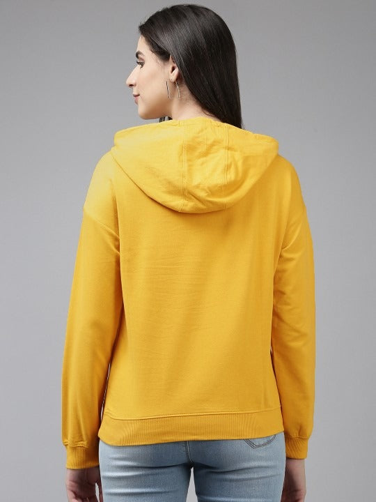 Pure Cotton Hooded Yellow Hoodie for Women — Soft Breathable Pullover with Kangaroo Pocket | HARCHIZ Pakistan