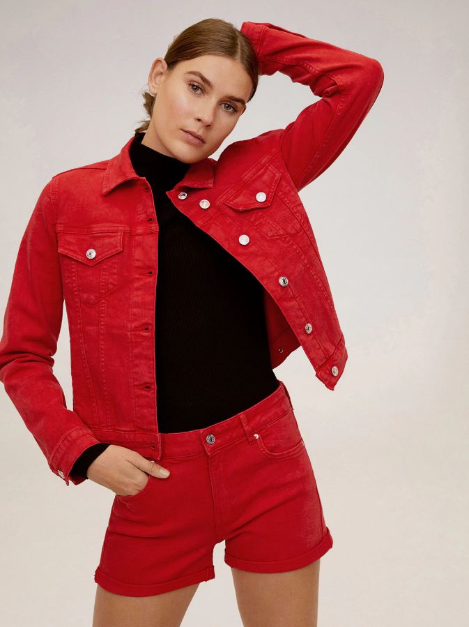 Harchiz Women Red Solid Denim Jacket – Bold & Trendy Casual Layer