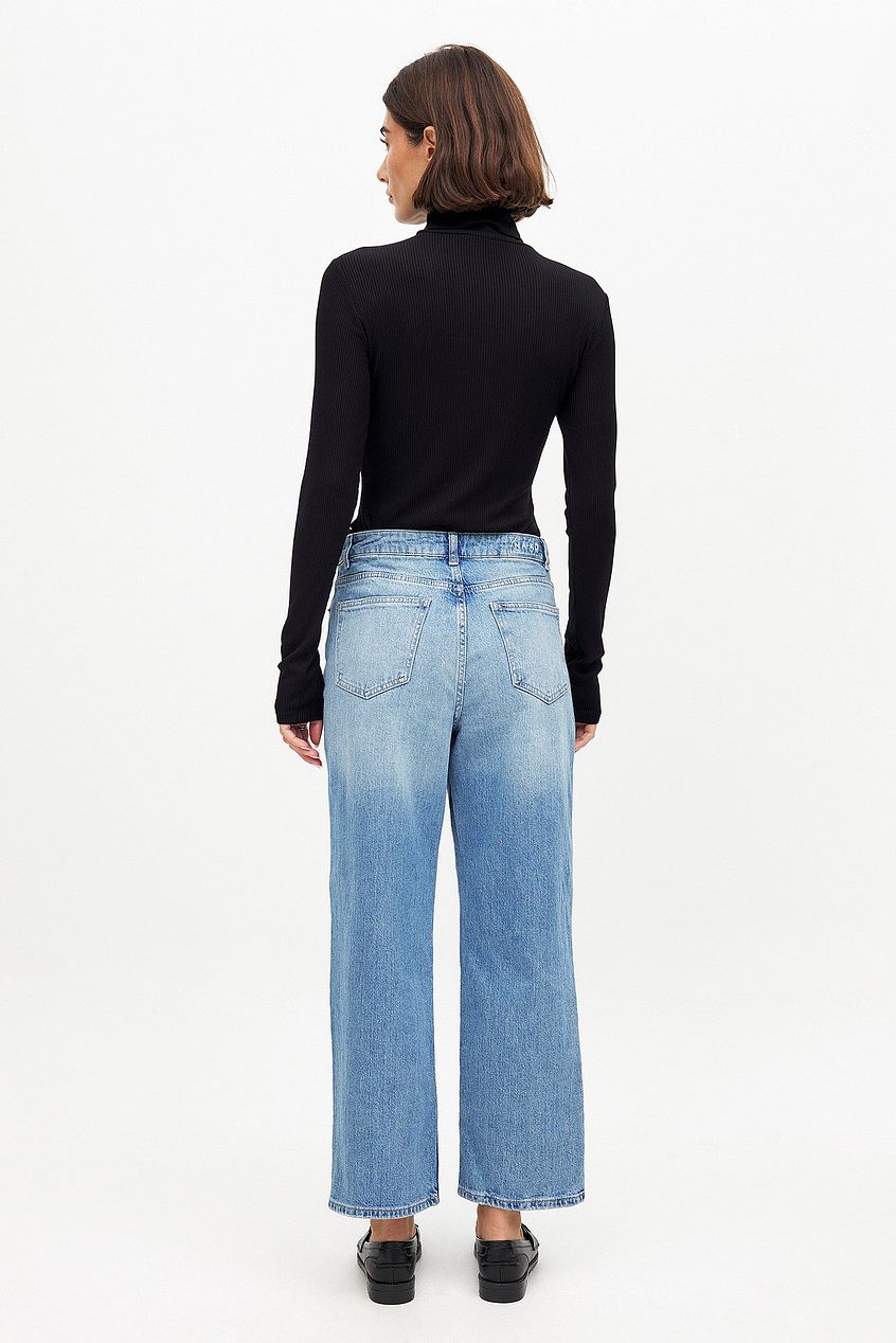 Women Straight High Waist Cropped Jeans – High-Rise Ankle Crop, Clean Straight Leg | DOCACCA