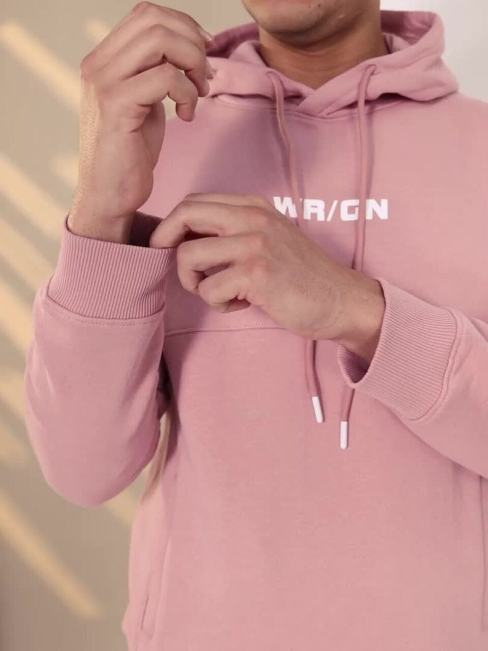 Men Pink Printed Hooded Pullover Sweatshirt – Stylish Cotton Hoodie for Winter in Pakistan | HARCHIZ