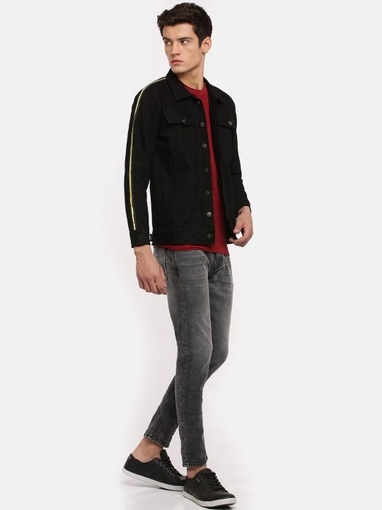 Men Spread Collar Cotton Denim Jacket – Breathable Urban Outerwear for Pakistani Climate | DOCACCA