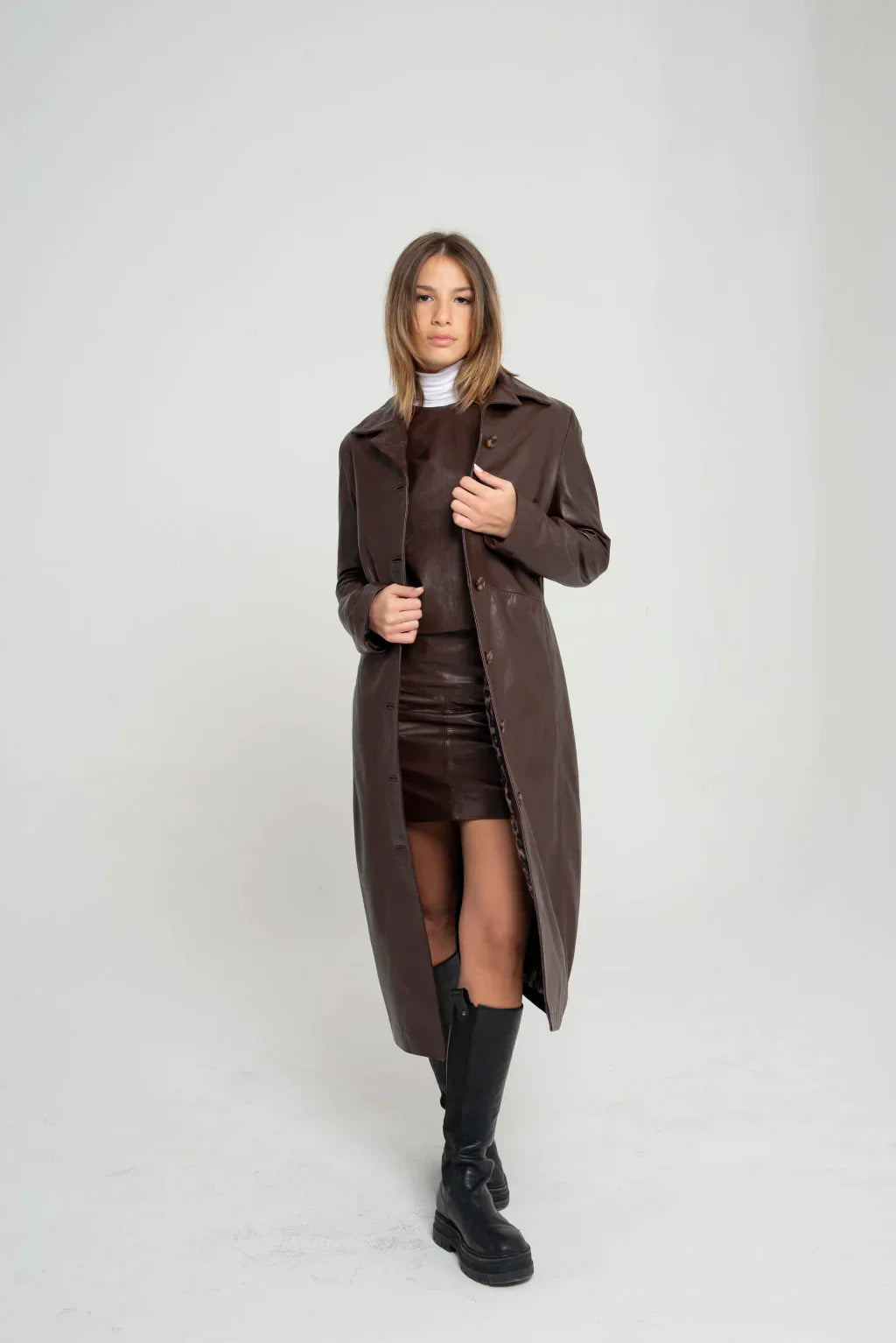 Brown Leather Coat For Women
