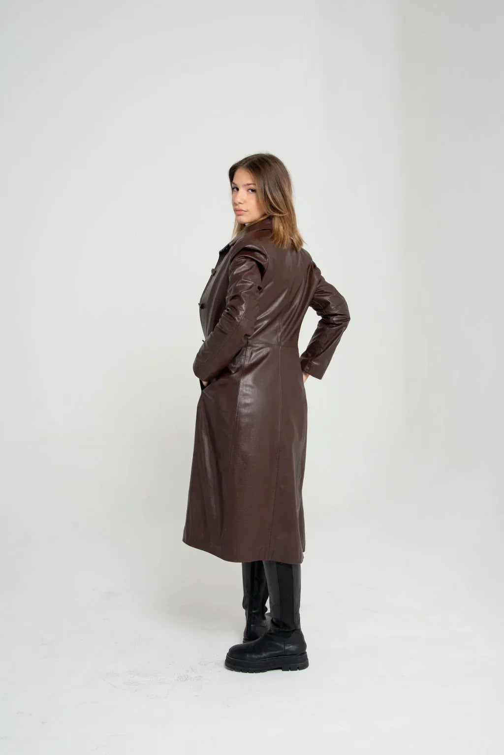 Brown Leather Coat For Women