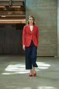 HARCHIZ Red Women Blazer with Plastron Pockets