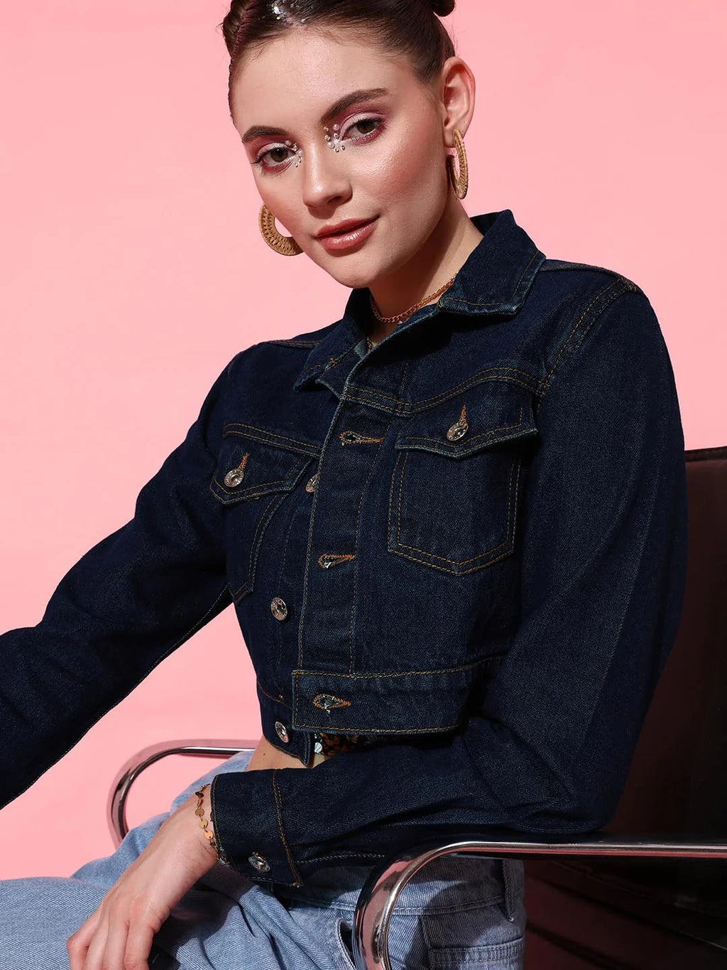 Women Crop Denim Jacket – Trendy Short-Length Everyday Layer for Pakistani Street Style | HARCHIZ