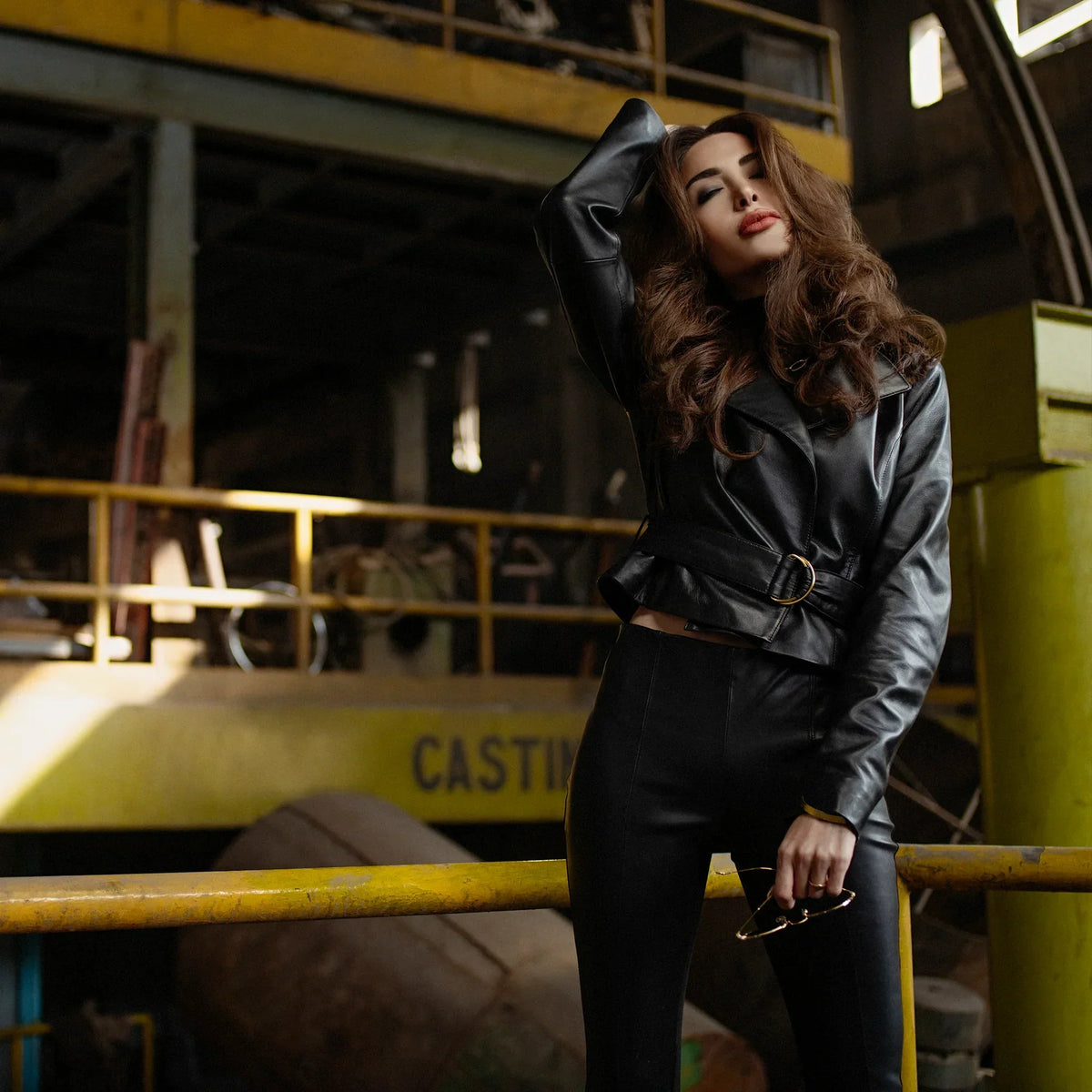 Crop Leather Biker Jacket For Womens