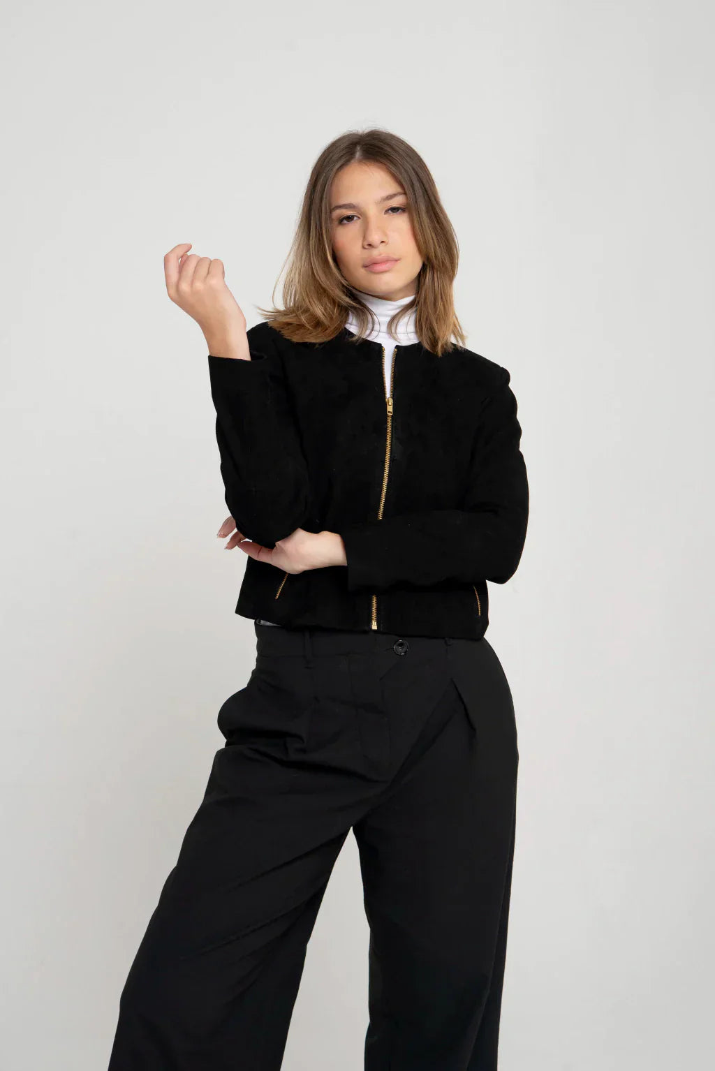 Black Women's Suede Leather Jacket