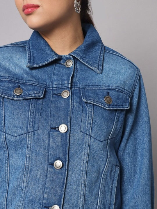 Women Washed Cotton Crop Denim Jacket – Lightweight Breathable Jacket for Pakistan | DOCACCA
