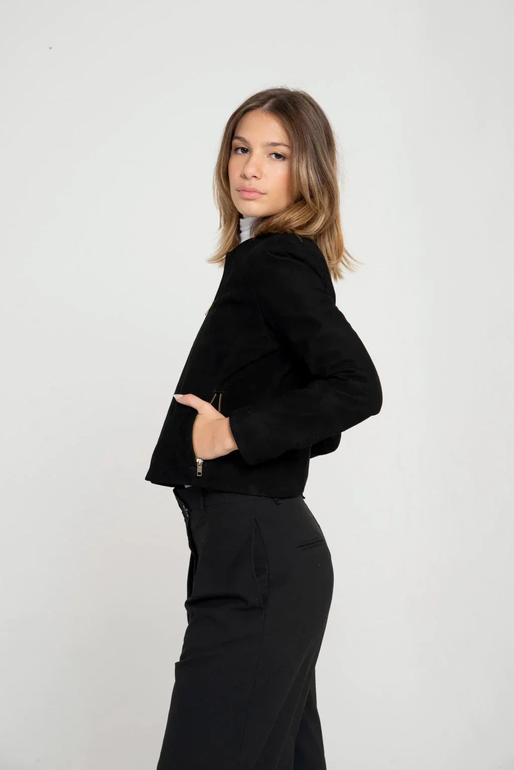 Black Women's Suede Leather Jacket