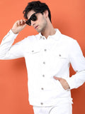 Men White Solid Denim Jacket by HARCHIZ – Timeless Urban Style for Pakistani Weather