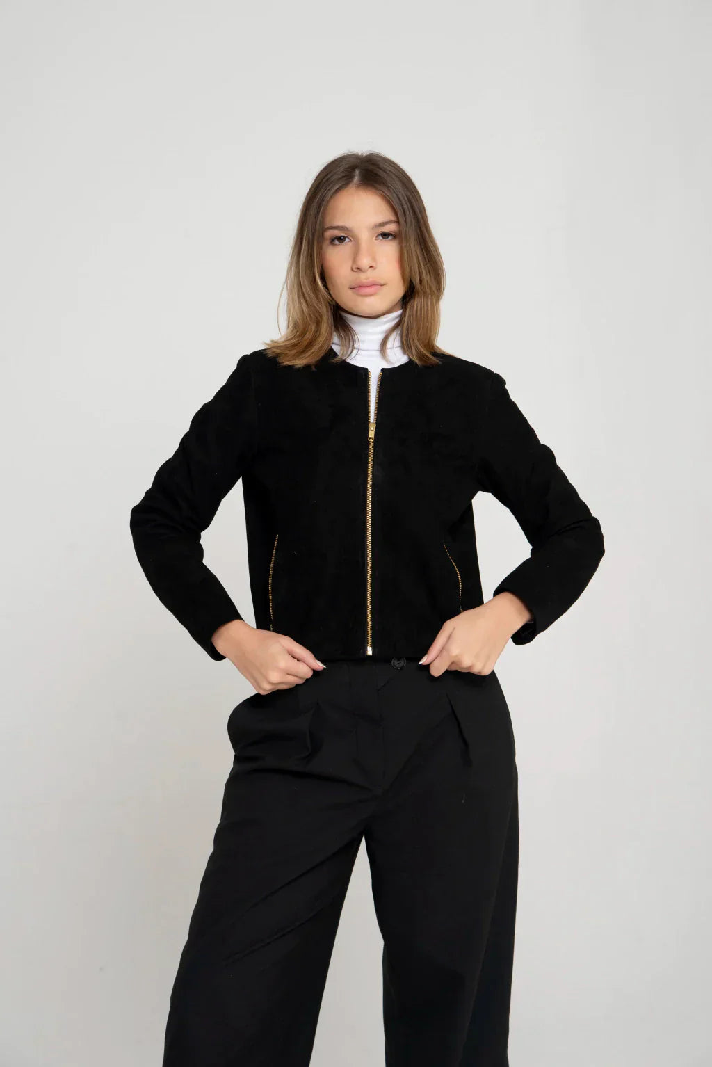 Black Women's Suede Leather Jacket