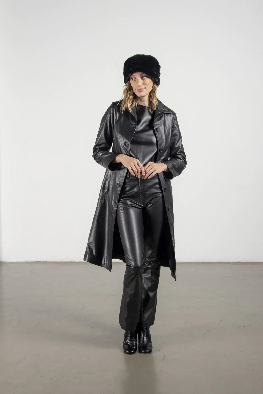 HARCHIZ Black Leather Coat For Women